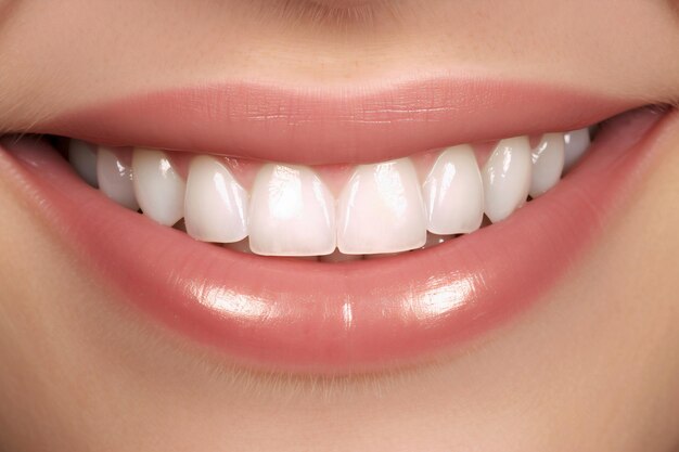 Крупным планом губы woman039 с белыми зубами
