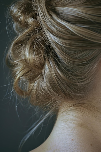 Photo close up of a woman39s hair with a knot can be used for hair care hairstyling or beauty concepts