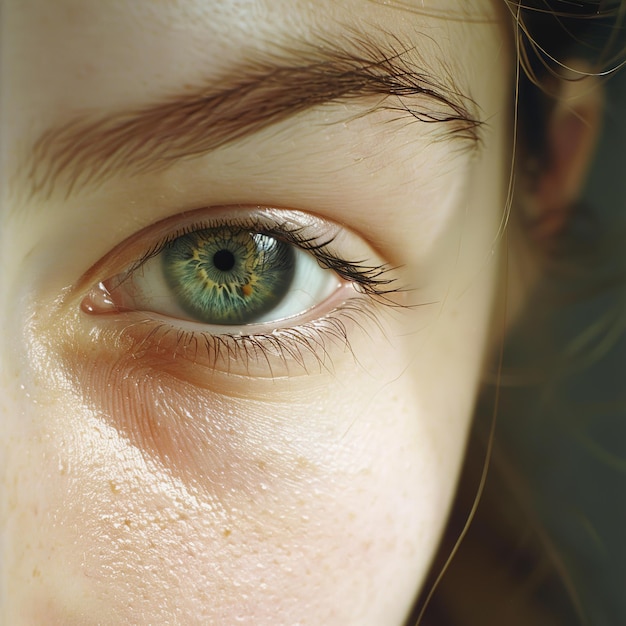 Photo a close up of a womans eye with a green eye