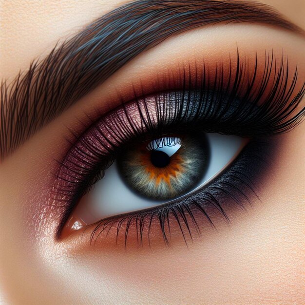 a close up of a womans eye with a makeup eye