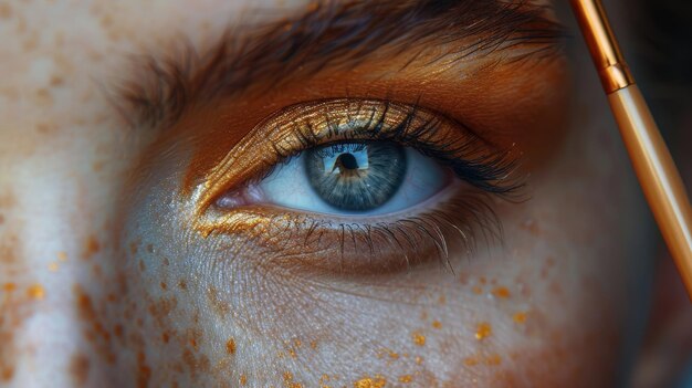 Close Up of a Womans Face With Blue Eyes