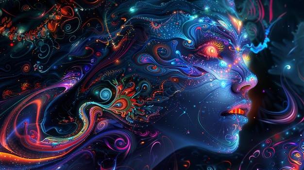 a close up of a womans face with a colorful background generative ai