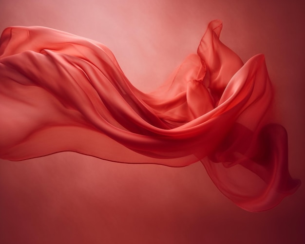 A close up of a womans flowing red fabric in the air AI Generative