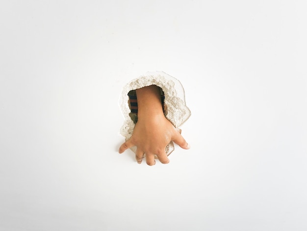 Photo close-up of womans hand against white background