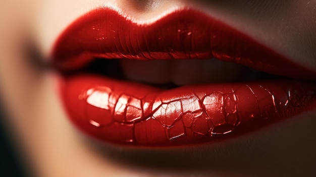 A close up of a womans lips with red lipstick ai