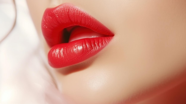 A close up of a womans lips with red lipstick ai