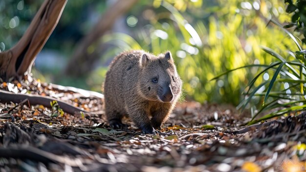 Close up of wombat in Narawntapu Generative Ai