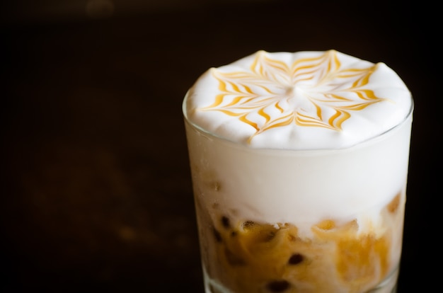 Close up of a wonderful glass of ice coffee