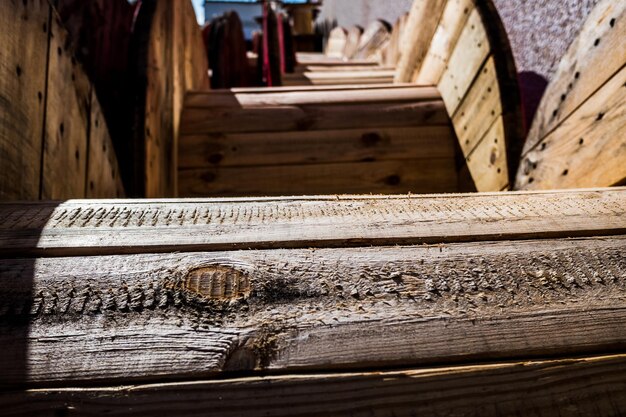 Foto prossimo piano del legno in fabbrica