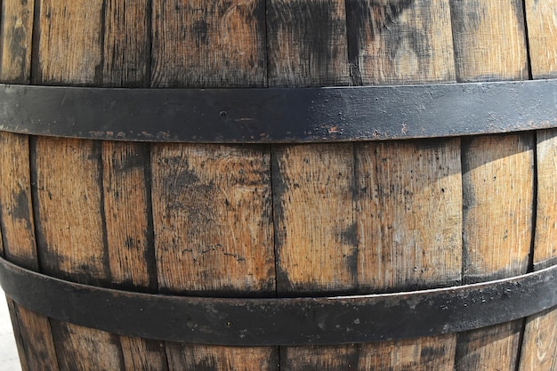 Photo close-up of wooden barrel