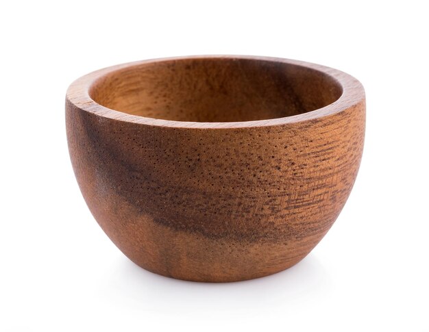 Close-up of wooden bowl against white background