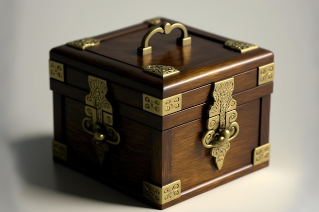 A close up of a wooden box for a modern decor on its own against a white background