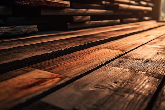 A close up of a wooden floor with a dark background