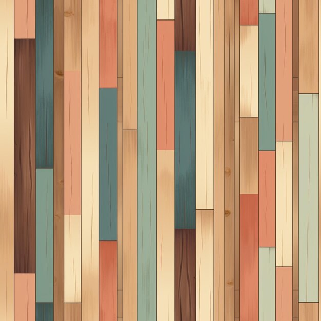 A close up of a wooden floor with different colored wood planks generative ai