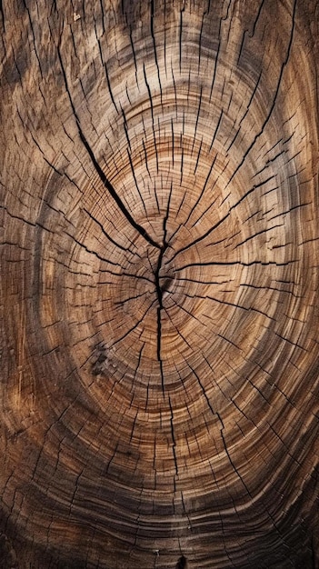 close up of a wooden log with a knot in the middle