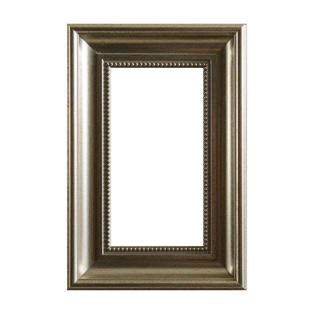 Photo close-up of wooden picture frame against white background