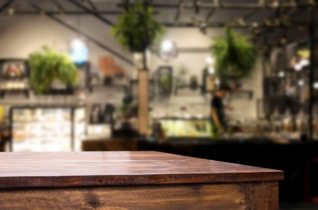 Close-up of wooden table in cafe