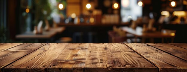 Close Up of Wooden Table in Restaurant