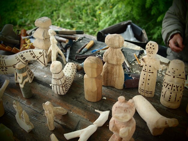 Foto prossimo piano di giocattoli di legno