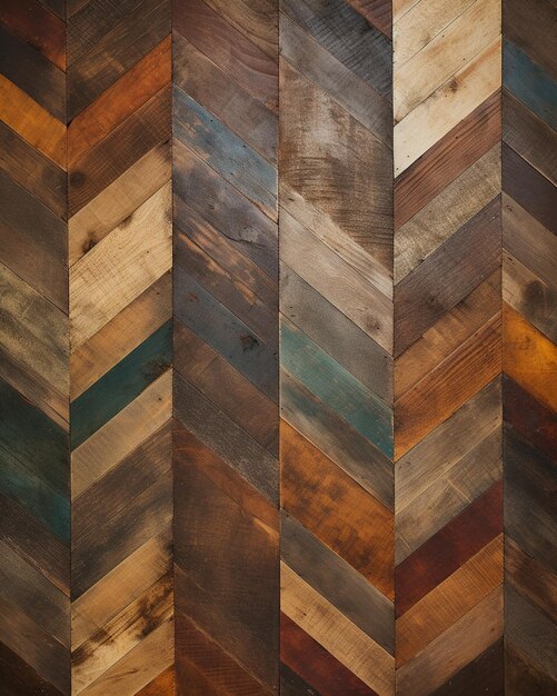 a close up of a wooden wall with different colored wood boards generative ai