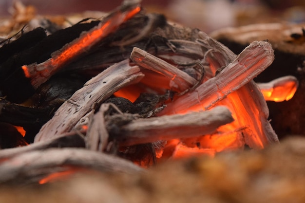 Photo close-up of woods burning