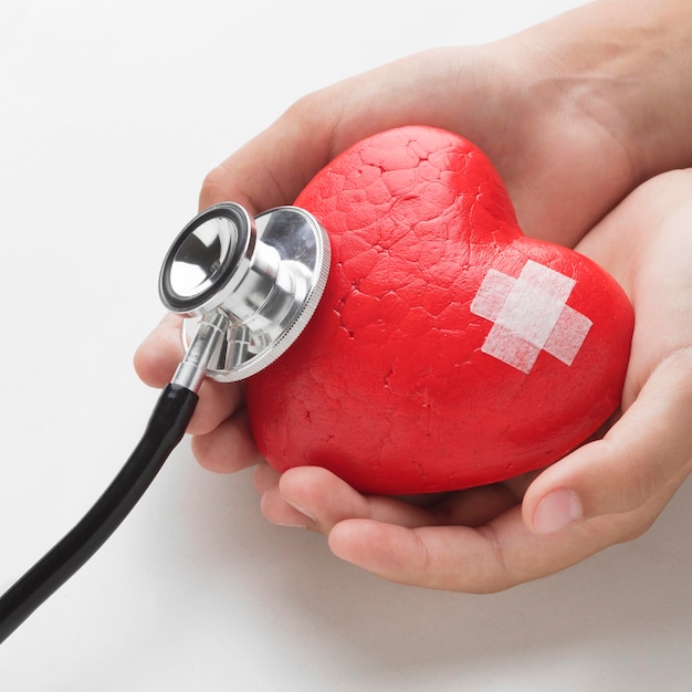 Photo close-up world heart day concept with stethoscope