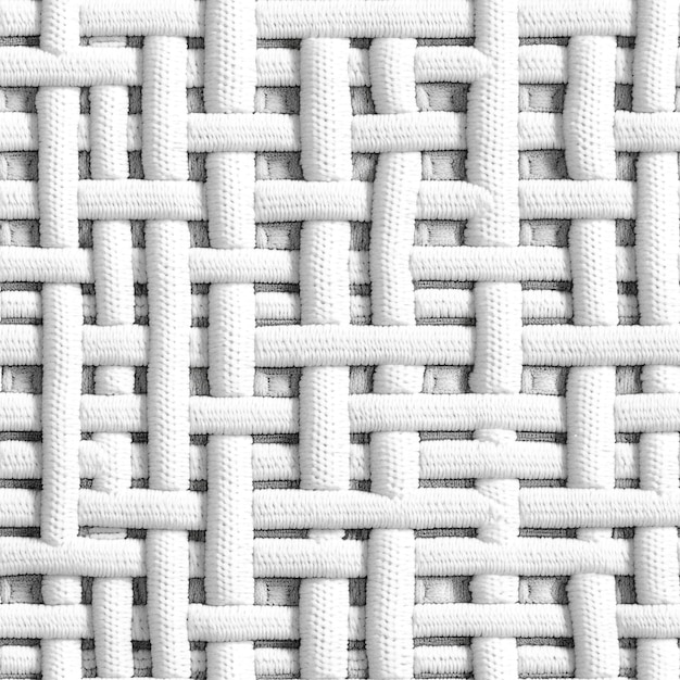 A close up of a woven pattern with white thread.