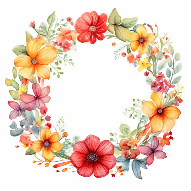 a close up of a wreath of flowers on a white background generative ai