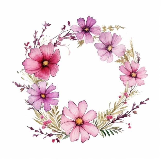 a close up of a wreath of flowers on a white background generative ai