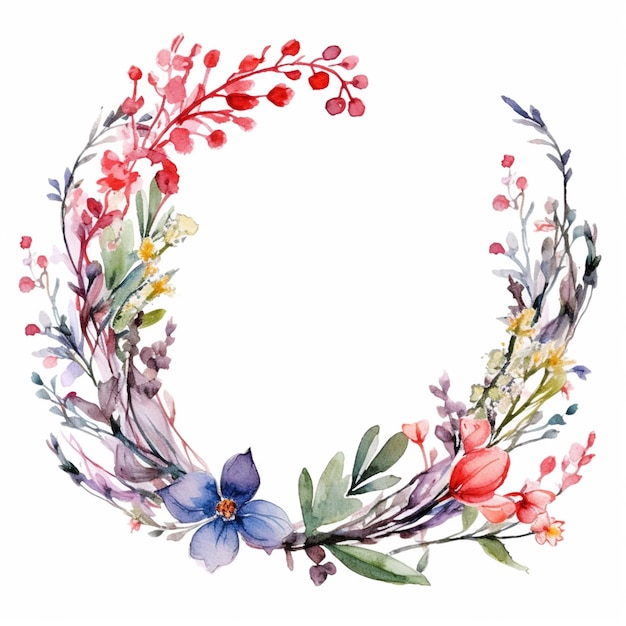 a close up of a wreath of flowers on a white background generative ai