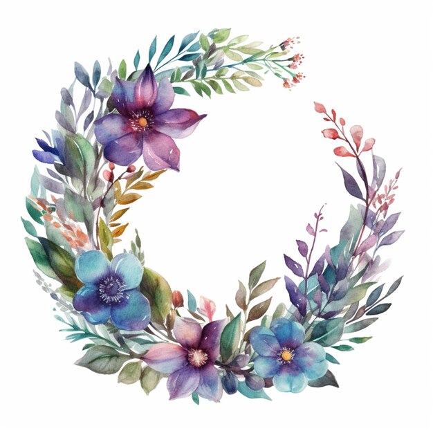 A close up of a wreath of flowers on a white background generative ai