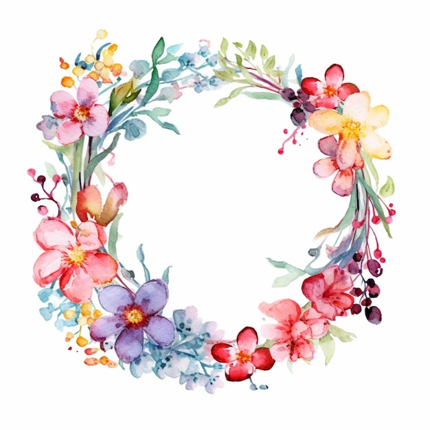 A close up of a wreath of flowers on a white background generative ai
