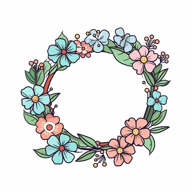 a close up of a wreath of flowers with leaves and berries generative ai