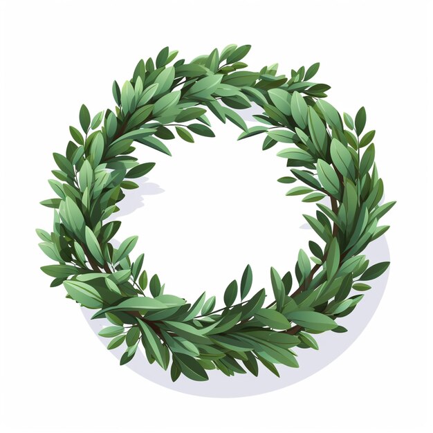 a close up of a wreath of green leaves on a white background generative ai