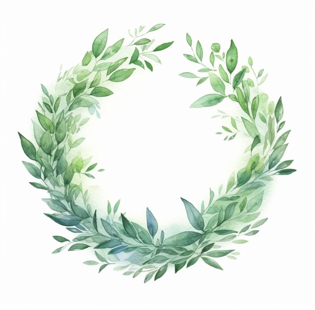 A close up of a wreath of green leaves on a white background generative ai