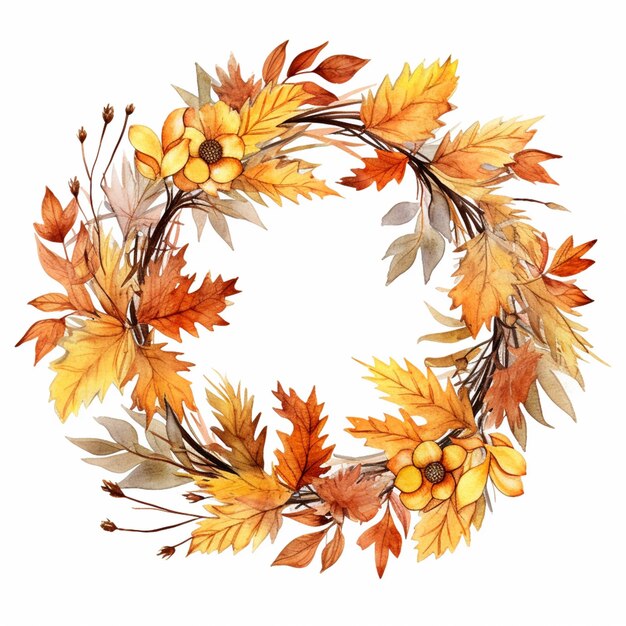 a close up of a wreath of leaves and berries on a white background generative ai