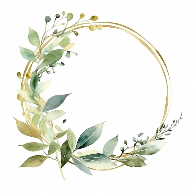 A close up of a wreath of leaves and branches on a white background generative ai