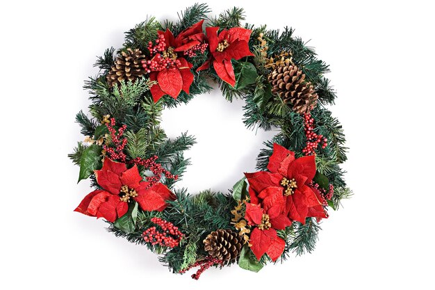 Close-up of wreath on white background