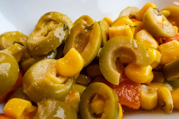 Close-up of yellow bell peppers in plate