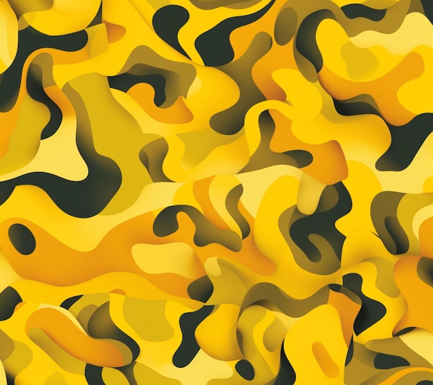 a close up of a yellow and black camouflage pattern generative ai