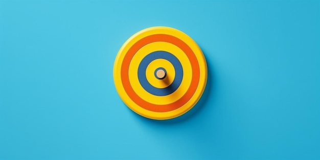 A close up of a yellow and blue target on a blue background generative ai