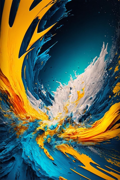 Close up of a yellow and blue wave generative ai