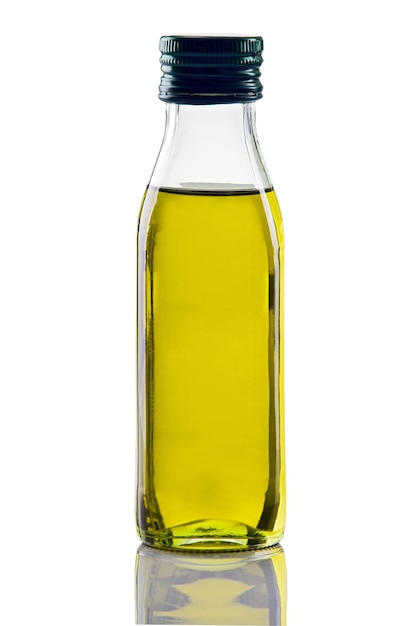 close-up of yellow bottle against white background