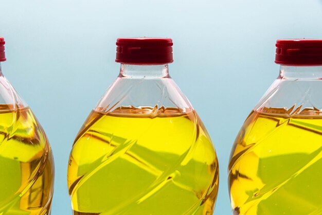 Close-up of yellow bottles on table