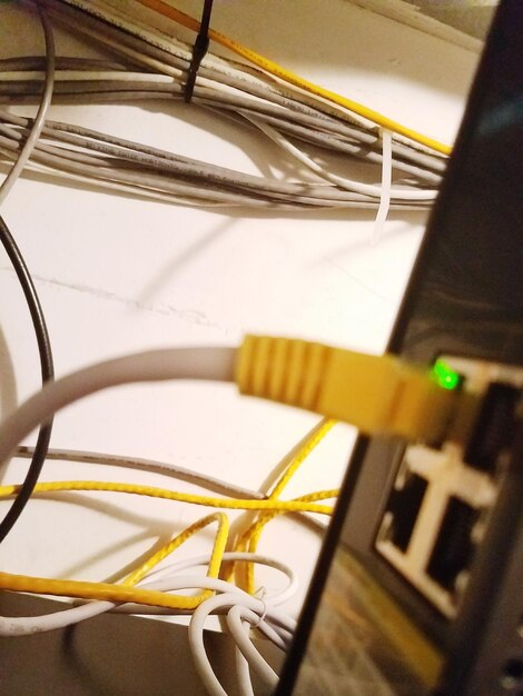 Close-up of yellow cable