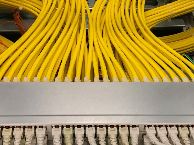 Close-up of yellow cables