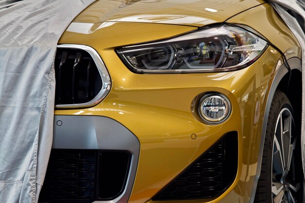 Close-up of yellow car