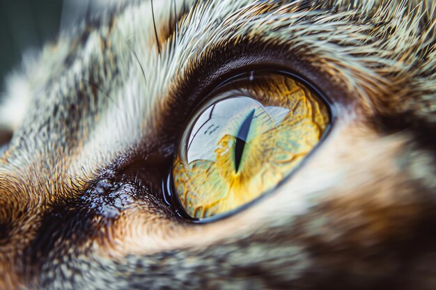 Foto primo piano dell'occhio di gatto giallo