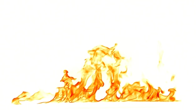 close-up of yellow fire against white background