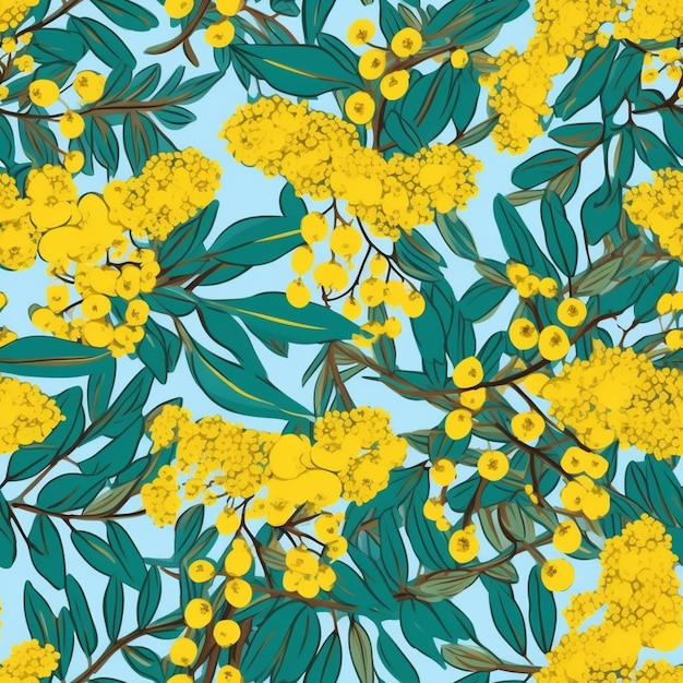 a close up of a yellow flower on a blue background generative ai